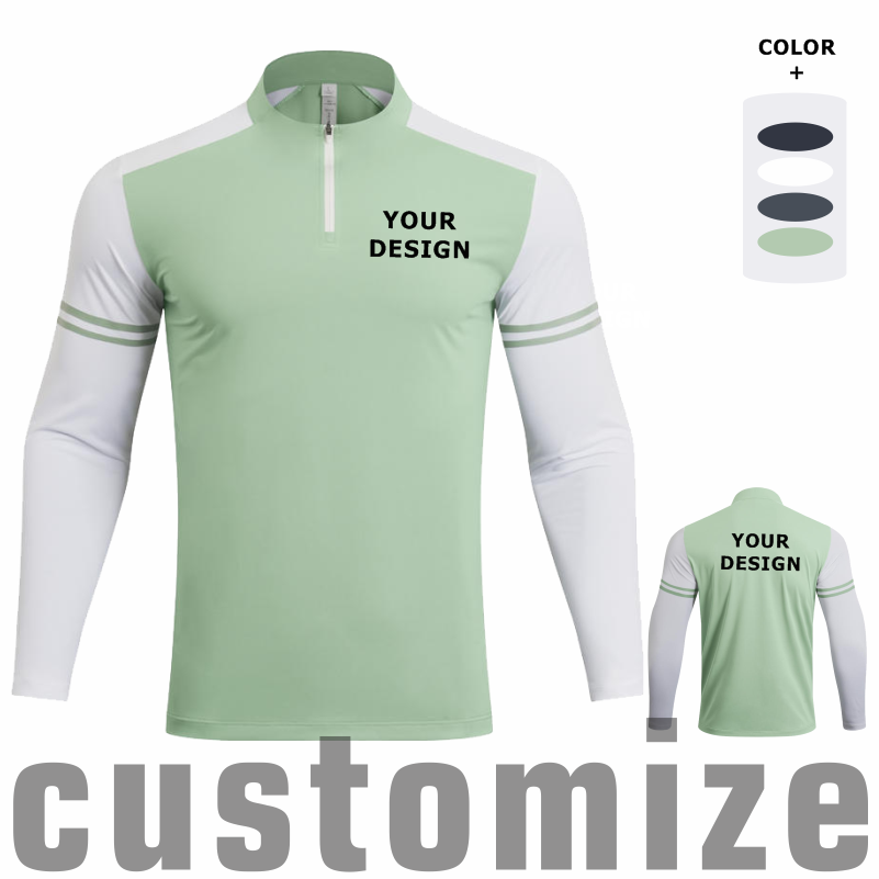 Wallpaper - Custom DIY Long-sleeved Half-zipper T Shirt