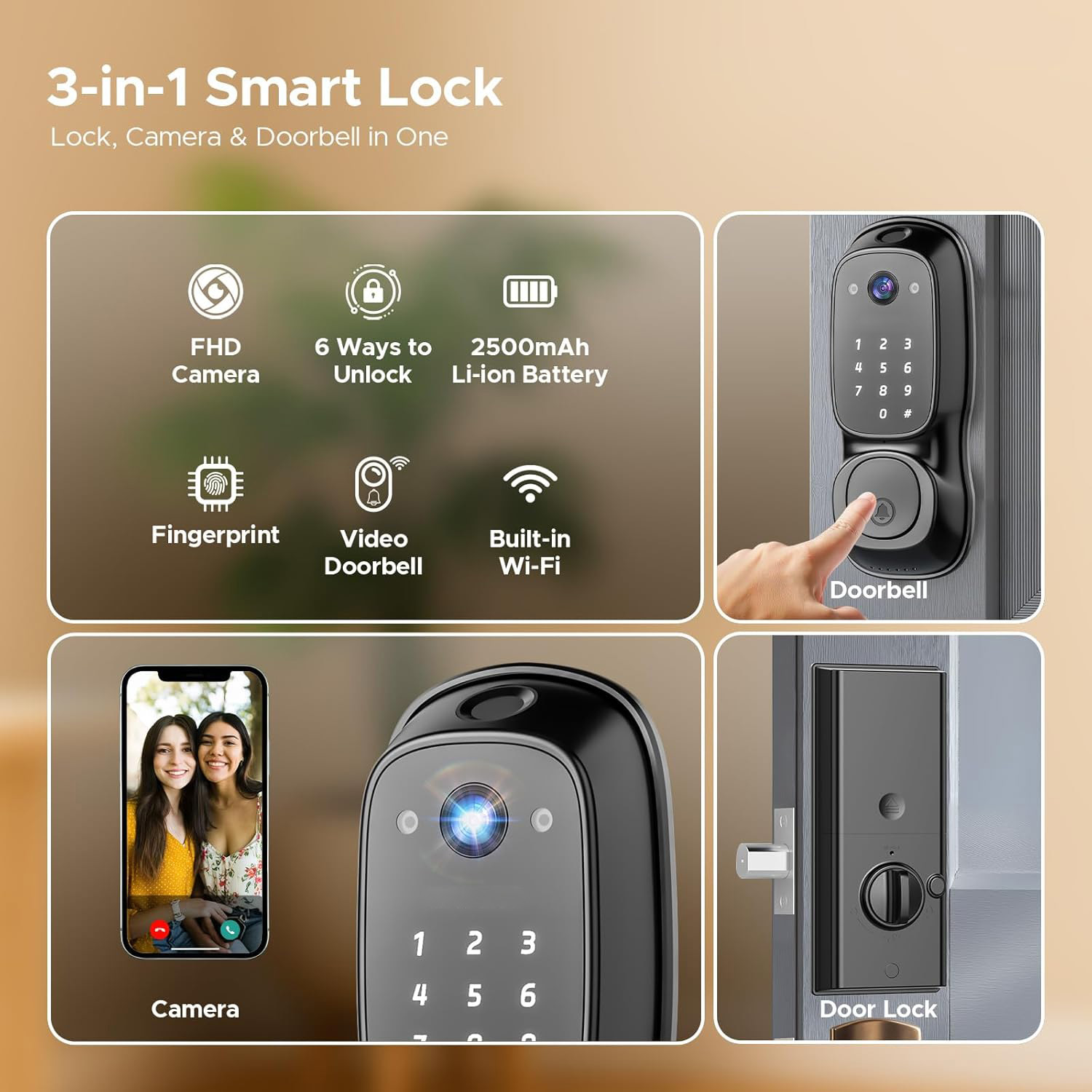 Tuya Wifi Smart Door Lock ‎Cam - đánh giá và giá Door Lock