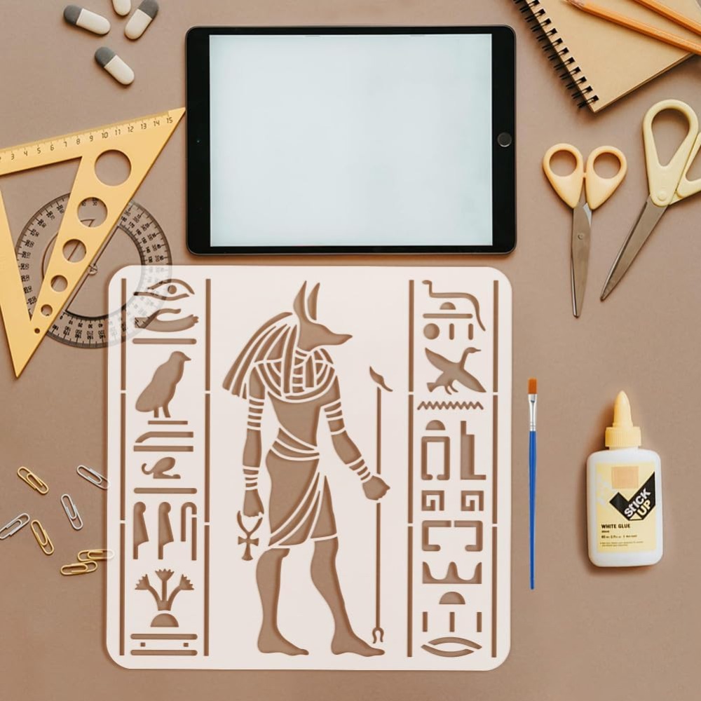 4 PCS Egyptian Symbols Stencil - đánh giá và giá Paint Brush