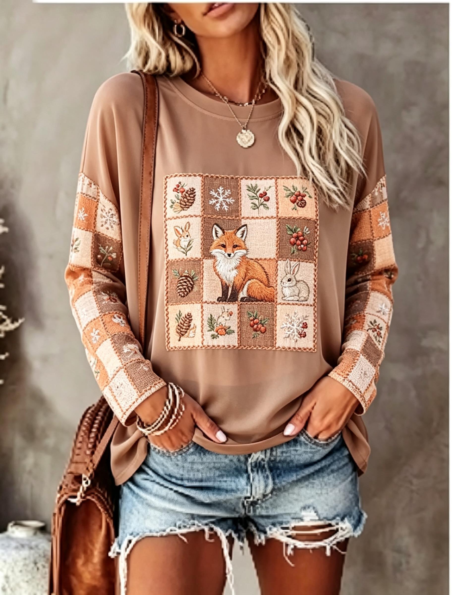 Women Long Sleeve T Shirt Fox  - đánh giá và giá Wallpaper