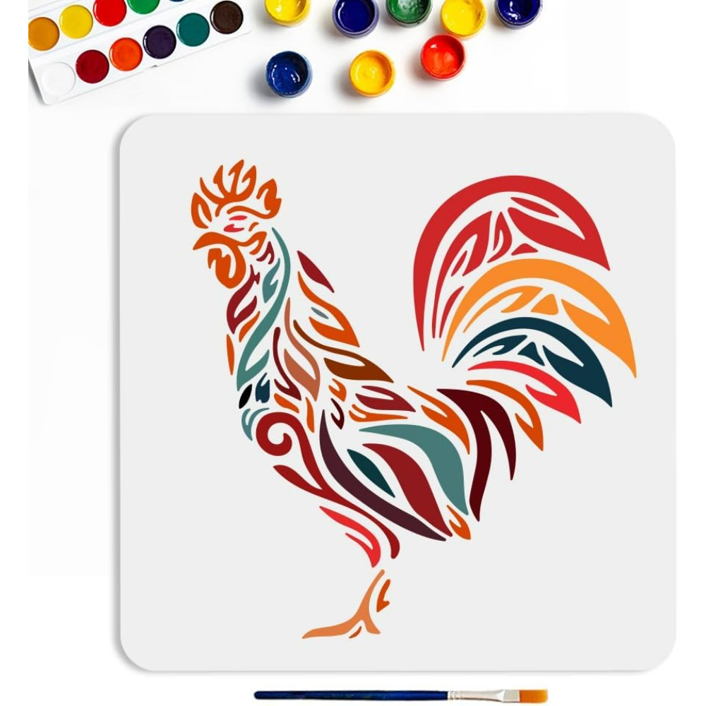 Chicken Stencil 11.8×11.8inch  - đánh giá và giá Paint Brush