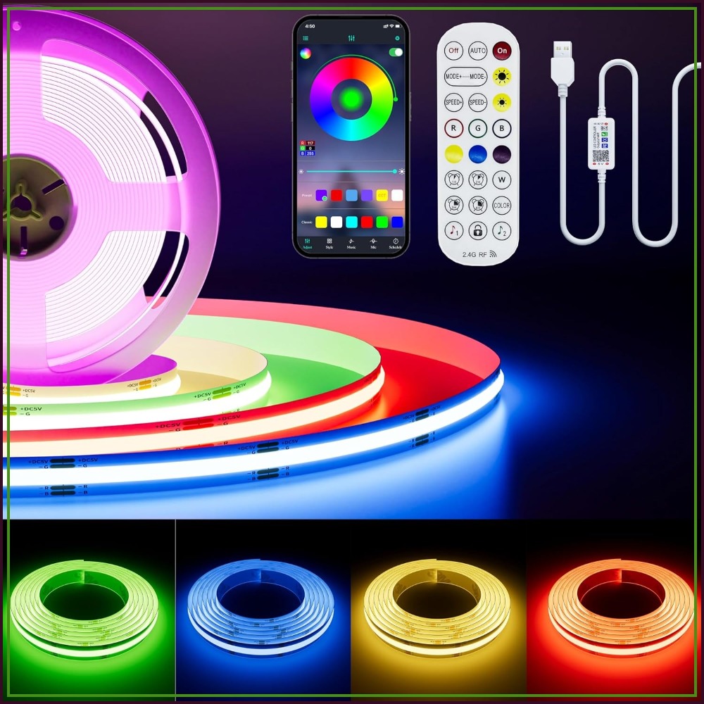 5V USB COB RGB LED Strip Light - đánh giá và giá Led Strip Lights