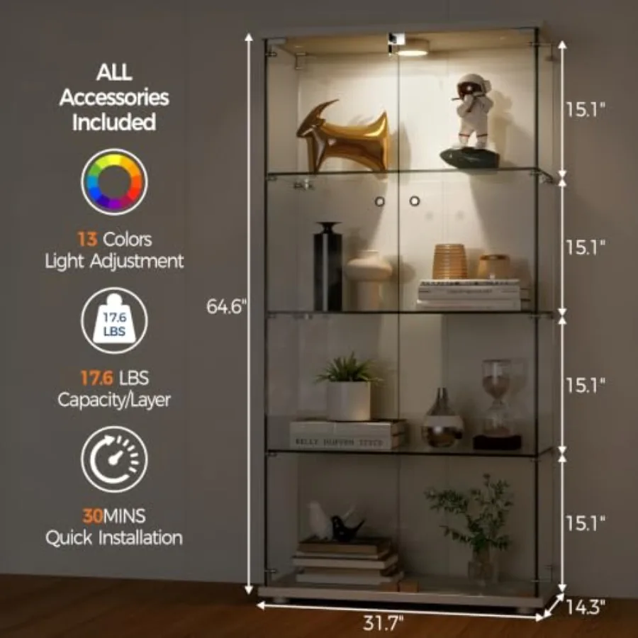 Tempered Glass Display Cabinet - đánh giá và giá Door Lock